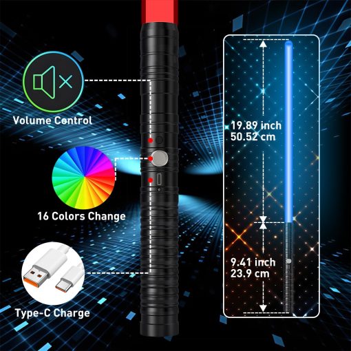 Sables de Luz con Empunadura de Metal, Duelo RGB de 16 Colores, Sonido FX, Doble Hoja, Espada Recargable para Adultos y Ninos, Regalo de Cumpleanos, Accion de Gracias, Navidad, Juguetes Halloween, Cosplay - Imagen 5
