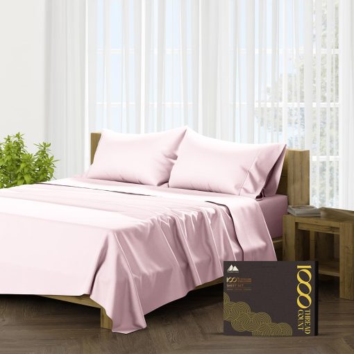 Juego de sabanas de algodon egipcio Mayfair Linen 100% tamaño completo - Juego de sabanas para cama de 4 piezas, 1000 hilos, bolsillo profundo, sabana de sabana de lujo suave tejido de saten, se ajusta al colchon de hasta 18" - Rosa