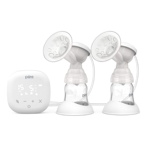 Sacaleches electrico doble PureBaby? - 5 Modos de Estimulacion, 9 Modos de Exprimir, Exprimir Dual o Simple, Succion Ajustable, Diseno Antirreflujo y Bateria Recargable para Viajes