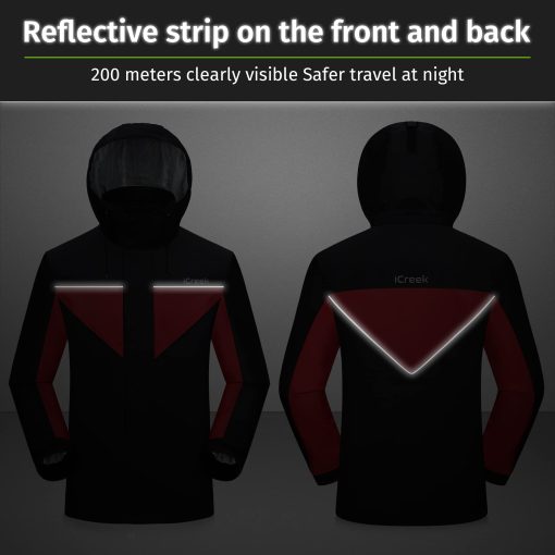 Trajes de lluvia para motocicleta iCreek para hombres y mujeres Impermeable Anti-tormenta Abrigo de lluvia de alta visibilidad para ciclismo, golf, pesca, M - Imagen 3
