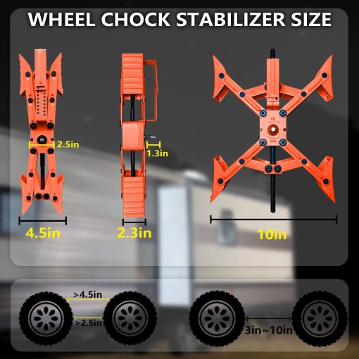 Topes estabilizadores en forma de X para ruedas de camper, Topes estabilizadores de ruedas para RV, Topes estabilizadores en forma de X para llantas de remolque de viaje Permiten ajuste con taladro con llave hexagonal, kit de herramientas y cerraduras con contrasena - Rojo - Imagen 2