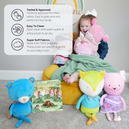 Muneco de peluche suave para bebe GooseWaddle Luxury, material ultra reconfortante para bebes y ninos pequenos, patas delgadas y orejas faciles de agarrar para un juego seguro, lavable a maquina 100% poliester (Zorro) - Imagen 4