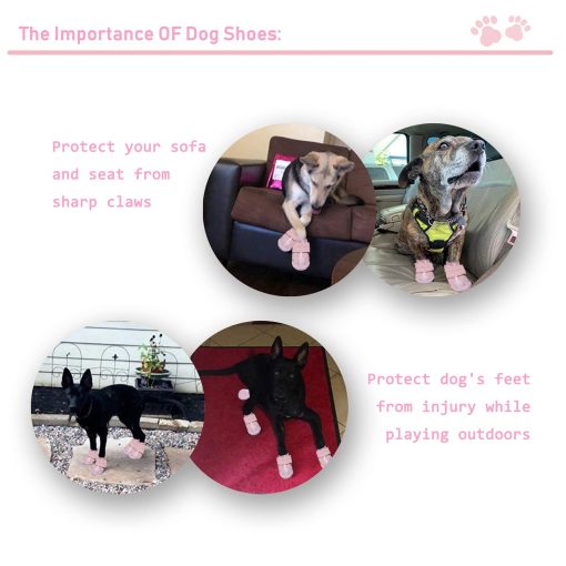 XSY&G Zapatos para Perros, Botas Impermeables para Perros con Tiras Reflectantes Suela Antideslizante y a Prueba de Resbalones, Zapatos para Perros para Medianos y Grandes 4Pzas Rosado-Talla 6 - Imagen 6
