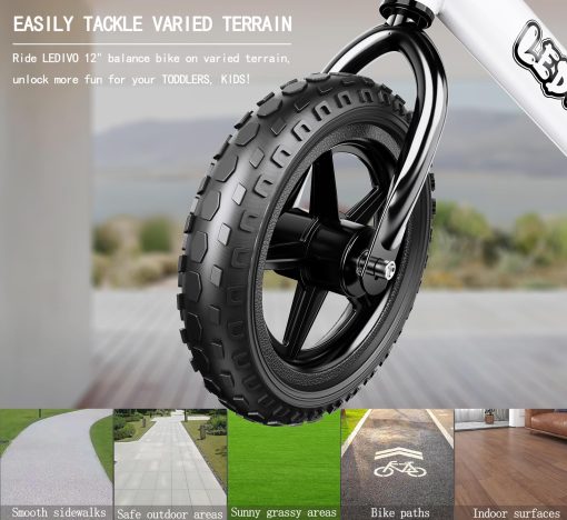 Bicicleta de Equilibrio para Ninos LEDIVO de 2 Anos, Sin Pedales de 12 Pulgadas para Ninos de 24 Meses a 5 Anos, Placa Personalizable (3 Pegatinas Incluidas), Bicicletas de Regalo para Ninos y Ninas de 2 a 5 - Imagen 4