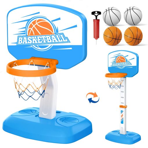 Aro de Baloncesto Ajustable en Altura para Ninos, Aro de Baloncesto para Ninos con 4 Pelotas y Bomba para Uso en Interiores y Exteriores, Aro de Baloncesto para Piscina, Juguete de Baloncesto para Ninos y Ninas