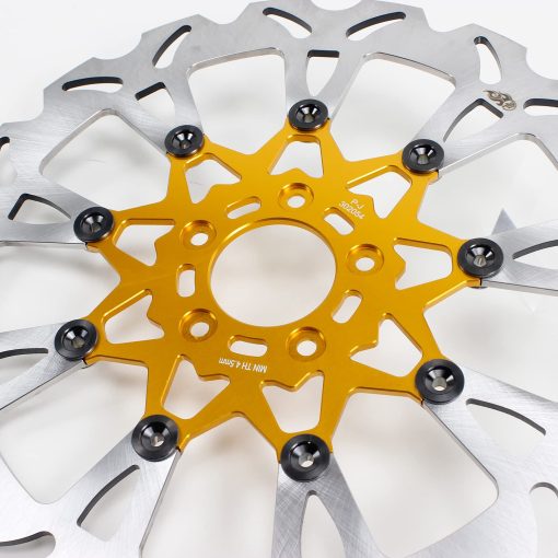 POWERJAMES 9 Spokes 14.0" Front Floating Orange Gold Brake Rotors para Harley Softail Dyna Sportster (Inner Orange) - Imagen 6