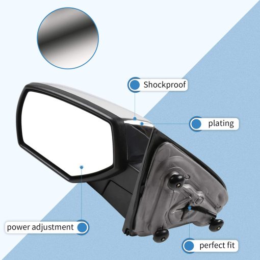 ECCPP Espejo Lado del Pasajero con Potencia Calefactor Derecho Espejo Retrovisor Cromado para Chevy Silverado 1500 GMC Sierra 1500 2014 2015 2016 2017 - Imagen 6