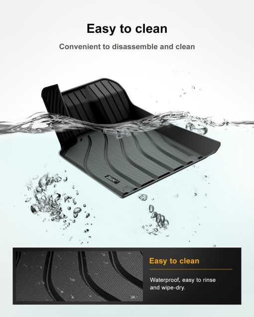 Tapetes para Suelo 3W Compatible con Porsche Macan 2014-2024 TPE Ajuste Personalizado Todo Clima Juego Completo de Tapetes para Automovil Porsche Macan 1ra y 2da Fila Negro - Imagen 5