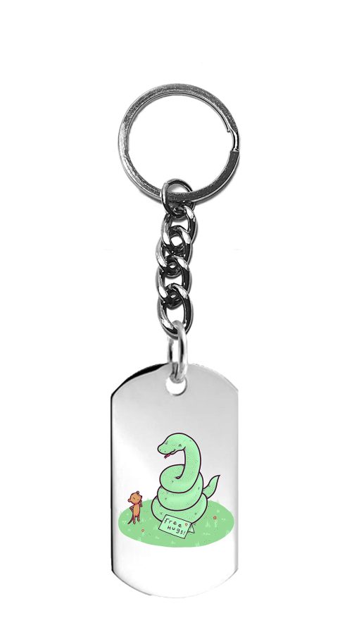 Randy Otter Free Hugs - Llavero de Serpiente Enrollada con Diseno de Abrazos Gratis a un Raton - Anillo de Metal Impreso en 3D