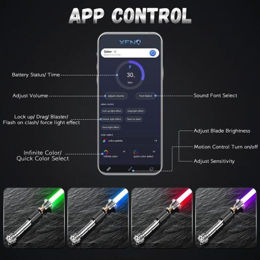ELESKOCO Smooth Swing Luke V3.0 Lightsaber, Luz de Sable de Luz con Control de APP Cambio Infinito de 16 Colores, Sables de Luz de Combate con Sensor de Movimiento Premium Metal 16 Sonidos Espada de Luz para Adultos y Adolescentes Regalo - Imagen 3