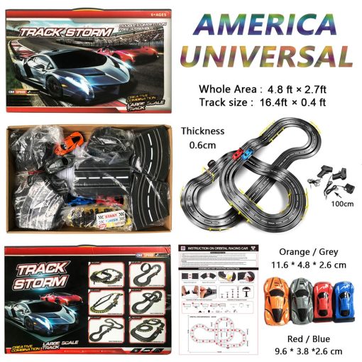 Pista de Carreras de Coches de Control Remoto, 4 Coches de Carrera con Luces, Set de Pista de Carreras Electrico con 2 Controladores para Ninos de 6 a 12 Anos, Juguetes de Regalo para Ninos - Imagen 4