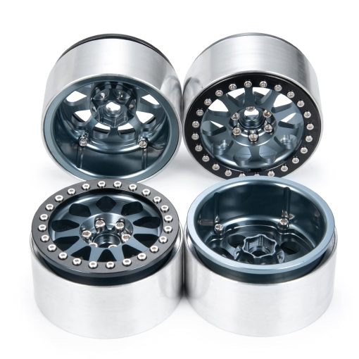 Maleonn 4PCS 2.2 Ruedas Beadlock Llantas 35mm RC Aleacion de Aluminio Nucleos de Rueda Conjunto para Escala 1/10 SCX10 D90 Wraith 90048 90018 RR10 Accesorios de Coche de Cuerda RC Mejoras, Titanio y Negro - Imagen 6