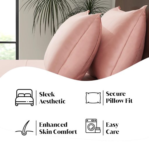 Juego de sabanas tamaño Queen de lujo de bambu | 100% Viscosa hecha de bambu | Cosechado organicamente | Sabanas frescas para personas que duermen calientes | Bolsillo profundo de 17 pulgadas [Cuarzo rosa (rosa polvoriento)] - Imagen 6