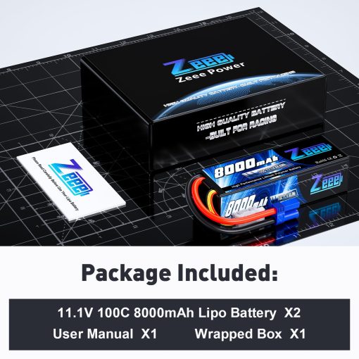 Bateria de Lipo Zeee 11.1V 3S 100C 8000mAh con Carcasa Dura y Conector EC5 para Modelo de Coche RC Truggy Buggy Team Associated (Paquete de 2) - Imagen 6