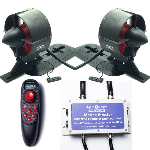 Juego de Helices Subacuaticas ApisQueen 24V 150KV U92, con RC y ESC, Motor Sin Escobillas de Empuje de 23.6Kg (52.1 LBS), Motor de Pesca, para Kayaks/Botes Inflables/Tablas de Remo
