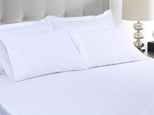 Juego de sabanas de lujo tamano King 100% algodon Threadmill - 800 hilos Jacquard Celine Hotel Blanco, Mejor que el algodon egipcio, 4 piezas Juego de cama a rayas, sabanas Damask con bolsillo profundo de 16" - Imagen 2