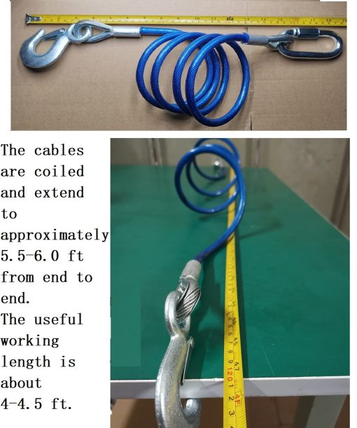 Cables de seguridad para remolque DLLRV de 68 pulgadas para barra de remolque - Capacidad de carga de 12,000 lbs - Un par - Paquete de dos - Imagen 2