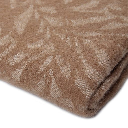 Manta Floral de Lana de Alpaca 100% Tejida a Mano Diseño Floral Suave y Calido 65" x 65" (Camello/Beige/Blanco) - Imagen 2