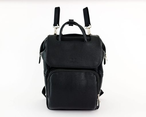 Mochila para pañales Citi Collective Explorer Negro - Mochila para pañales de cuero vegano con correa para el hombro, gran capacidad, bolsillos aislados para biberones, cambiador, clip para cochecito - Mochila versatil para bebe - Imagen 6