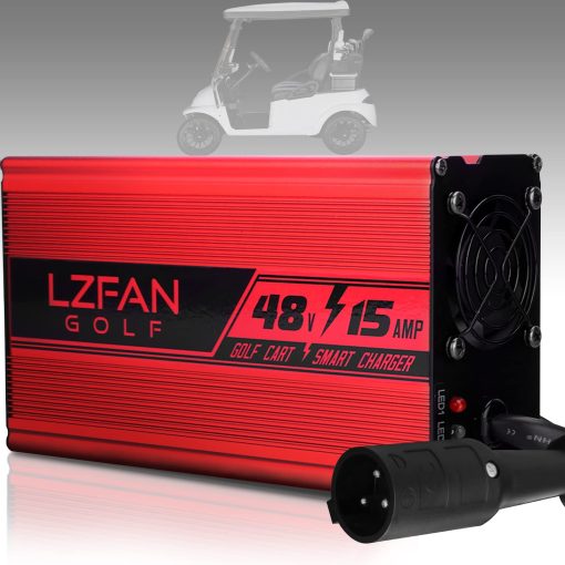 Cargador de Carro de Golf LZFAN, Cargador de Bateria para Carro de Golf Club Car con Conector Redondo de 3 Pines (48V15AMP)