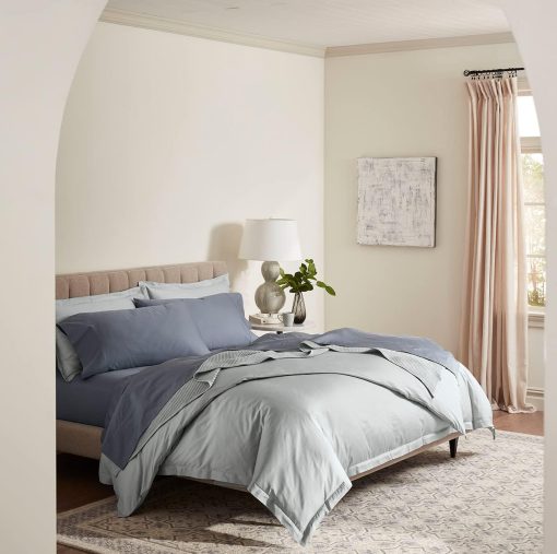 Juego de sabanas BOLL & BRANCH Percale Hemmed - Individual, Mineral - Lujo 100% Algodon Organico, Naturalmente Refrescante - 1 Sabana Plana, 1 Sabana Ajustable, 2 Fundas de Almohada - Imagen 5