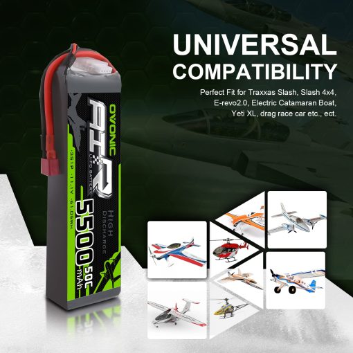 Bateria Lipo OVONIC 3s 50C 5500mAh 11.1V con Conector Dean-Style T para Avion RC Quadcopter Helicoptero FPV Drone (Paquete de 2) - Imagen 5