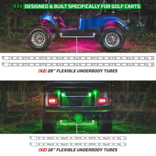 Kit de Iluminacion LEDGlow 12 Piezas Multicolor LED para Carrito de Golf de 4 Plazas con Luces de Neon para el Subchasis, Ruedas e Interior con Luces para EZGO Yamaha Club Car - Compatible con Bateria de 12 Voltios - Resistente al Agua - Imagen 5