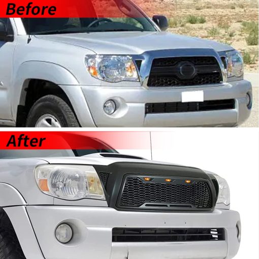 Parrilla de malla delantera DYRDINSHOW en ABS Compatible con Toyota Tacoma 2005-2011 (Negro Mate) - Imagen 2