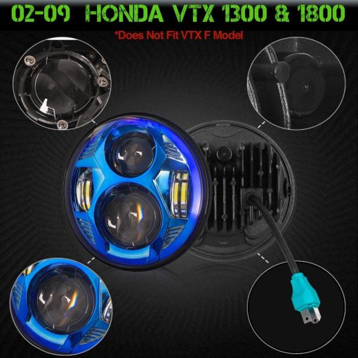 Kit de Faro LED SLK-Customs VTX 5 3/4" con Soporte y Hardware - Plug and Play Daymaker - Compatible con Honda VTX modelos no F (Rojo) - Imagen 4