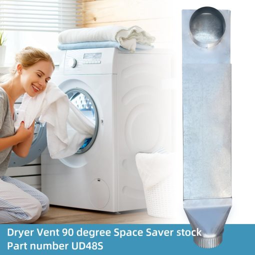 OCZWV UD48S 4" Tubo de ventilacion de secadora en aluminio con salida recta de 90 grados y entrada recta para Dundas Jafine 28in A 45 in.Tubo de ventilacion de secadora de aluminio ajustable para ahorrar espacio con salida recta - Imagen 2
