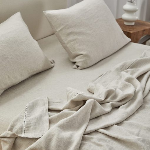 Juego de sabanas de lino Simple&Opulence con dobladillo de encaje - 3 Piezas, 100% Lino Europeo Puro Lavado, Sabanas de Cama (1 Sabana Plana, 1 Sabana Ajustable, 1 Funda de Almohada) - Transpirables y Suaves (Lino con Encaje, Twin) - Imagen 8