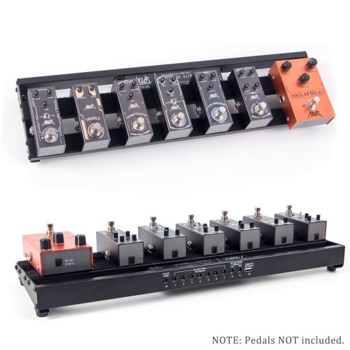 Pedalera de Guitarra AKLOT con Fuente de Alimentacion Incorporada Pedalera de Efectos para Guitarras Aleacion de Aluminio 19" x 5" con Bolsa, Cable de Pedal, Velcro - Imagen 8