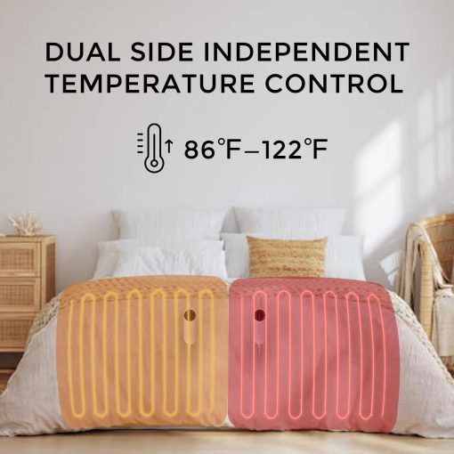 Manta Electrica OLIFE con Doble Control Termico Lanzamiento Lava Rapido, Extremadamente Suave y Confortable Manta Electrica de Calentamiento Rapido con 10 Niveles de Calor y Configuraciones de Tiempo, Apagado Automatico 2/4/8 Horas, 80"x84" Beige - Imagen 5