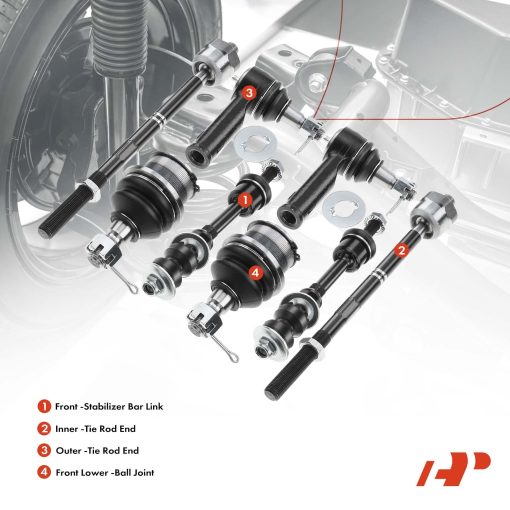 Conjunto Premium de 8, Enlace de Barra Estabilizadora Delantera, Junta de Rotula Inferior, Extremo de Barra de Direccion Interno Externo, Compatible con Ford F-150 2004-2005, Solo 2WD - Imagen 2