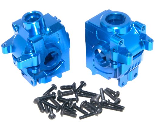Caja de Engranajes Diferencial Compatible con Traxxas 1/10 Hoss Upgrade Rustler Slash Stampede XO-1 4X4 4WD Coche RC Carcasa de Transmision de Engranajes Diferenciales de Aleacion Parte 6880 6881 (Azul Oscuro)