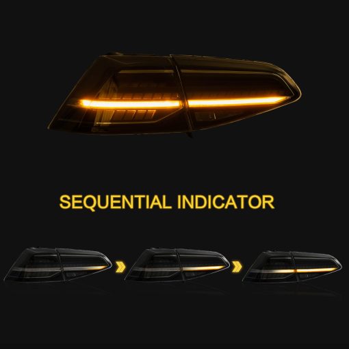 Luces traseras VLAND para Volkswagen Golf 7 Golf 7.5 MK7 MK7.5 2014-2019 con señal de giro secuencial, luz LED DRL, Plug-and-play, luces de reversa, humo - Imagen 4