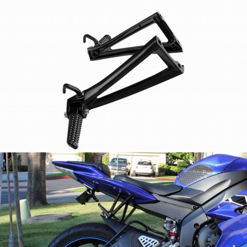 Soportes de reposapies traseros negros para pasajeros para Yamaha YZF-R6 YZF R6 2006-2016 2015 - Imagen 2