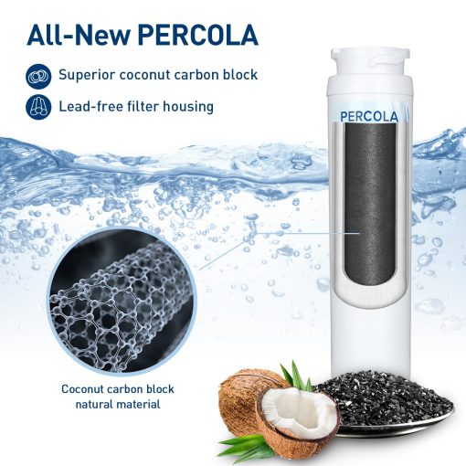 Filtro de Agua PERCOLA KWF1000, Certificado por NSF42 y 372, Repuesto para Miele 11513640 KWF1000 Filtro de Agua Claro Intensivo para Electrodomesticos Master Cool con Hielera (Paquete de 3) - Imagen 4