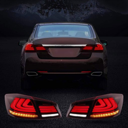 Juegos completos de luces traseras LED VLAND para [Honda Accord 9th Gen Sedan 2013 2014 2015] con senal de giro secuencial ambar, YAB-YG-0250-H, Rojo y ahumado [No compatible con Honda accord lx/Sport/Touring] - Imagen 6