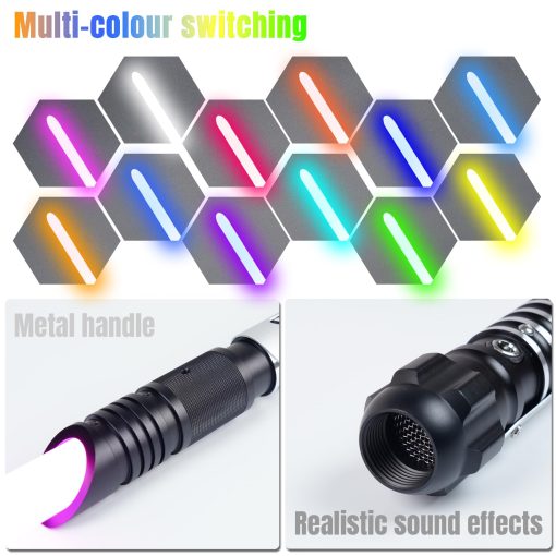Sable de Luz Recargable RGB para Duelo con LED, Mango de Metal y Hoja de PC Duradera para Adultos Ninos Cosplay y Regalos, Modo de Sonido Ajustable - Imagen 3