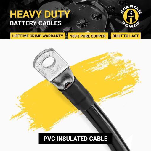 Juego de cables de bateria Spartan Power de 4 pies calibre 1/0 AWG conjunto de cables de 5/16" M8 - Imagen 3