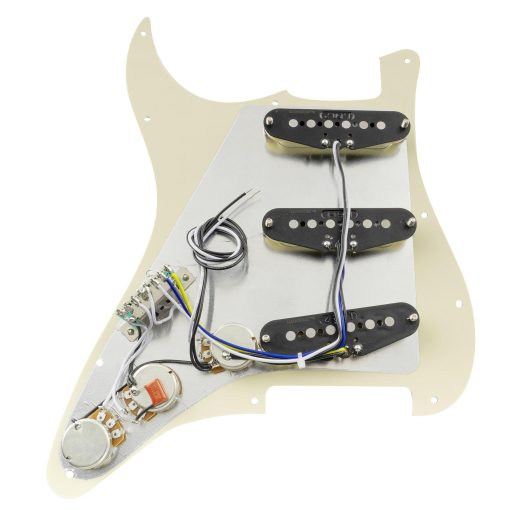 Pickguard Pre-cableado Musiclily Pro SE estandar SSS con pastillas de bobina simple de iman Alnico 5 escalonado para guitarra electrica estilo ST, 4 capas de perla blanca envejecida - Imagen 5