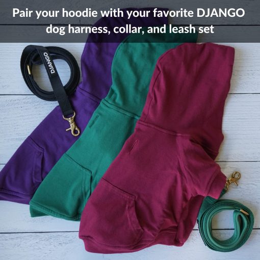 Sudadera con capucha para perros DJANGO super suave y elastica - Totalmente forrada con cintura elastica, portal de correa y bolsillo trasero (Verde Bosque, X-Small) - Imagen 7