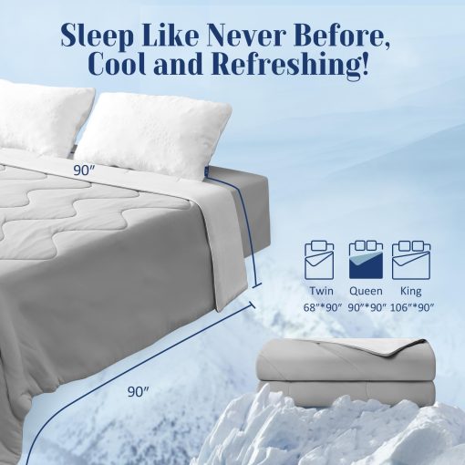 Edredon refrigerante Vine Voice para personas que duermen calientes, edredon refrigerante suave para cama de tamano completa/queen, edredon fresco de doble cara para sudor nocturno, edredon ligero transpirable para todas las estaciones (90''x90'', Gris) - Imagen 9