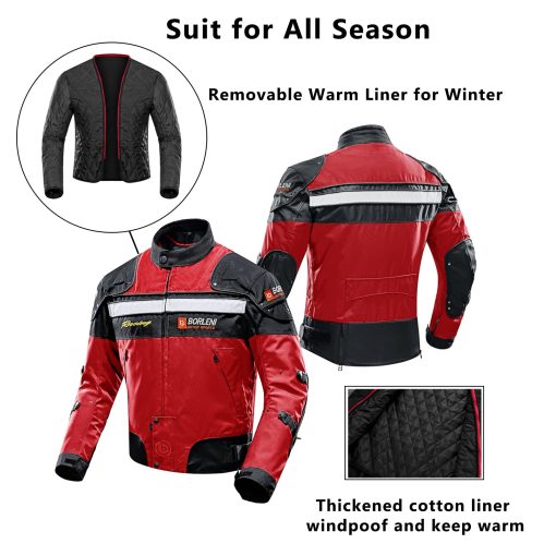 Chamarra de Motocicleta Chaqueta de Moto Abrigo a Prueba de Viento Ropa de Moto Completa de Proteccion Cuerpo Armadura Otono Invierno - Imagen 3