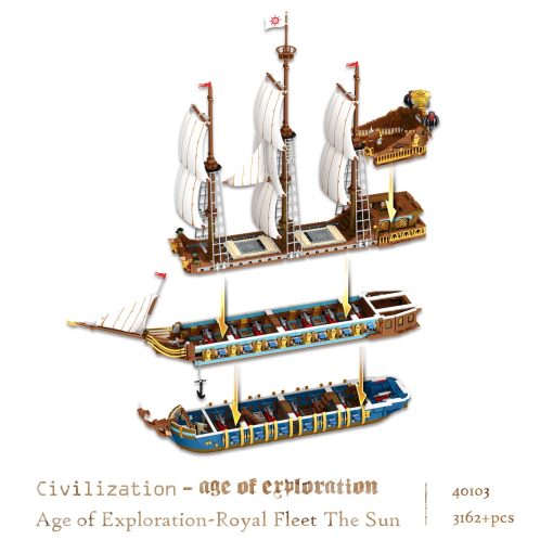 Set de Construccion de Barco Pirata JMBricklayer para Adultos, Hermosa Nave Real con Diseño Escalonado, Atractivos Juguetes de Piratas de Bloques de Construccion Barco Pirata Modelo Grande, Regalos para Adolescentes y Adultos (3162 Piezas) - Imagen 3