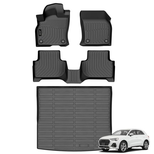 Tapetes para piso de automovil y liner de carga para Audi Q3 2019-2024 Juego de tapetes para todos los climas personalizados para Audi Q3 Set completo de tapetes duraderos a prueba de agua para Audi Q3 Accesorios Negro