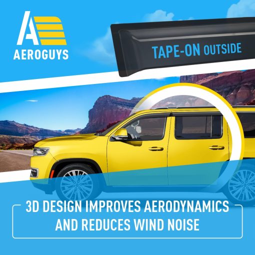 Viseras para ventanas extremadamente duraderas para Jeep Wagoneer 2022-2024, Viseras solares, Viseras de viento, Sombrillas de ventana, Accesorios para autos exteriores - 4 ud. AG0504 - Imagen 5