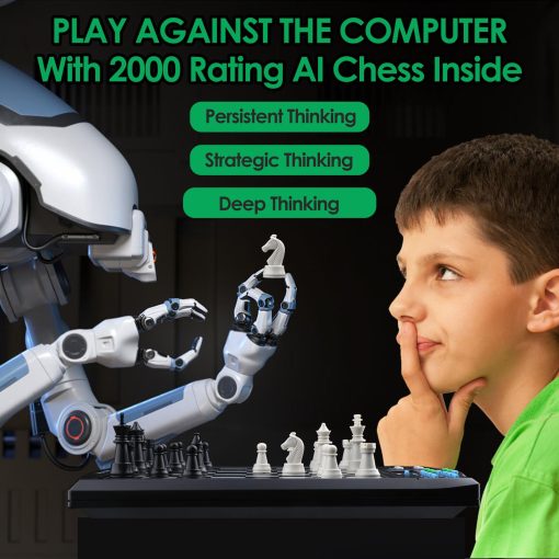 Tablero de Ajedrez Electronico Talking Chess Academy, Tablero de Ajedrez Inteligente con Sistema de Ensenanza de Voz, Juego de Ajedrez de Computadora con Piezas Imanes Resistentes, 1-2 Jugadores, Ajedrez Electronico - Simple y Portatil para Viajes - Imagen 2