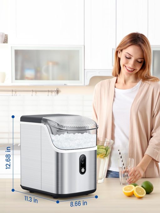 Maquina para hacer hielo en cubitos COWSAR, Maquina de hielo masticable suave, Maquina de hielo portatil en forma de guijarros, 34 libras/dia, Auto-limpieza, Maquina de hielo de un boton para el hogar y fiestas de cocina - Imagen 8